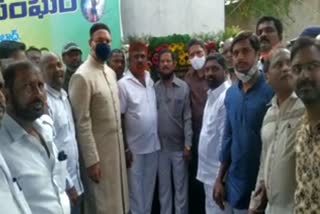 Asaduddin Owaisi laid the foundation stone of boundary wall of crematorium