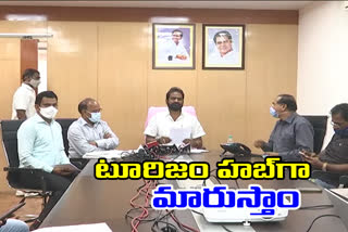 minister srinivasa goud review on tourism developments works in the state