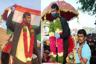 Cricketer T Natarajan welcomed by his fans