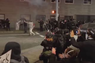 protesters in portland, america