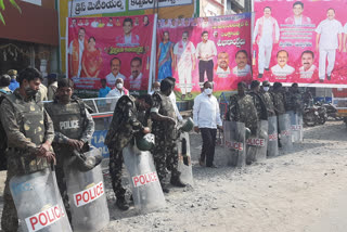 police bandobast at metpally in  jagtial district