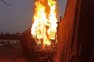 Standing truck fire