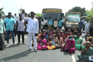 Parents staged a sit-in protest with students demanding the upgradation of a government middle school to a high school