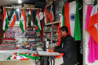 A tailor who preparing national flag for last 27 years