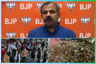 Striking workers throw garbage outside BJP president house in delhi