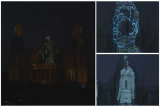 West Bengal: Laser light show underway at Victoria Memorial portraying the life of subhash chandhra bose