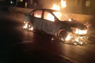 Car fire on National Highway