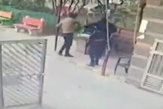 a youth attacked on guard with helmet in ghaziabad