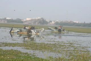 gurrapu dekka removal works at Bhadrakali pond, Warangal