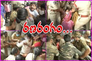 police took protestors into custody at guntur