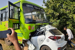 KSRTC bus collides with a car