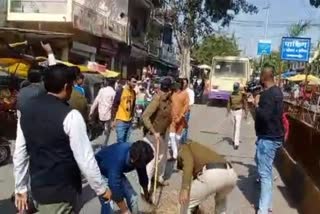 Protest of youth congress against petrol and diesel price hike in jhabua