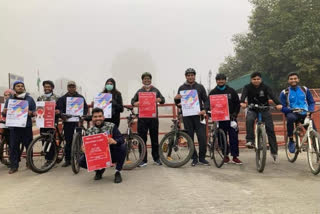 aiims RDA organised a cyclothon to support mega blood donation camp