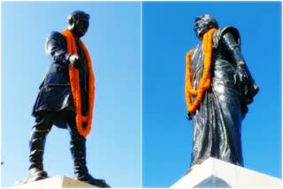 YS परमार और इंदिरा गांधी की प्रतिमा