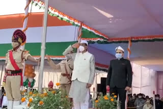 Assembly Speaker Dr Charan Das Mahant hoisted flag on Republic Day celebrations at Janjgir district