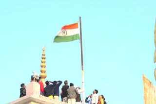 flag hosted on top of pahadi temple in ranchi