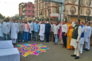 Minister Anand singh Flag hoist  at Hospet