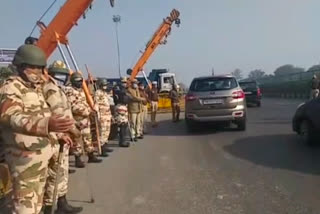 delhi Police alert on Rajokari border regarding farmers tractor march