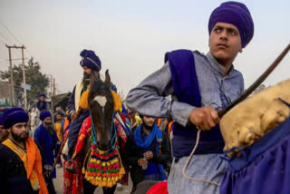 Nihang Sikhs, Blue-Clad Warriors, Escort Tractor Rally on Horses, who are nihangs