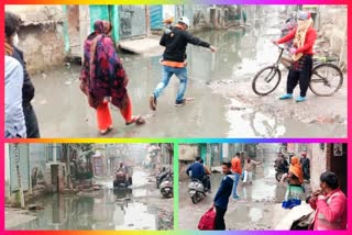 water logging at ramnagar colony roads