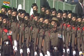 Garhwal Rifles soldiers march on Rajpath