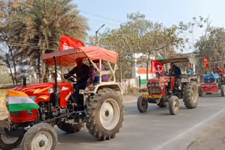 Tractor parade in madhubani