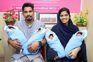 Four childrens in first delivery  ആദ്യ പ്രസവത്തിൽ നാല് കൺമണികൾ  palakkad women gives birth to four childrens  മുഹമ്മദ് മുസ്തഫ-മുബീന ദമ്പതികള്‍