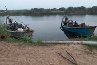 two dredger in godavari river at east godavari