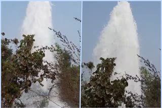 wastage-of-drinking-water-look-like-fountain-due-to-mission-bhagiratha-pipeline-leakage