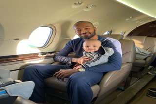 My boy's first flight: Hardik shares photo with son Agastya