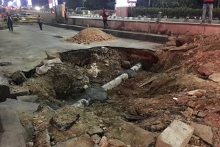 road collapsed in jaipur,  road collapsed in rajasthan