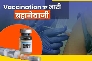 falling graph of corona vaccination in Rajasthan, टीकाकरण पर बहानेबाजी