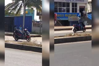 Detention of a man who committed a bike stunt on the road