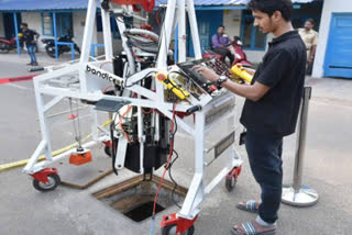 Sewer cleaning robot adopted in the city of Mysore