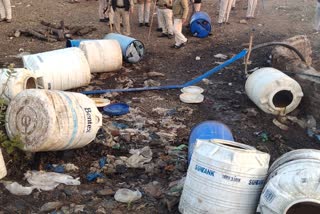 Police sized 150 liters illegal liquor and destroying 15000 kg mahua lahn in Rajgarh