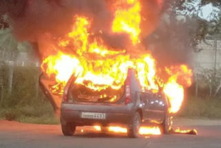 car-caught-fire-in-mid-road