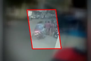 CCTV of Two- wheeler colliding on women