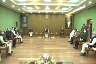 Rajya Sabha Chairman M Venkaiah Naidu holds a meeting with floor leaders of the House