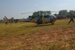 Emergency landing of army helicopter due to technical fault