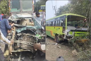 one woman dies in a car bus collide