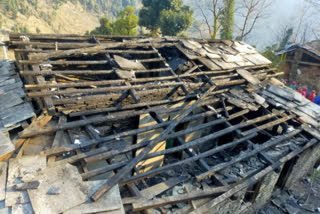 Fire case on a house in Rogna village of Kullu