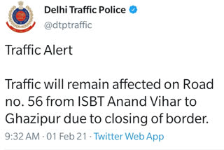 heavy traffic in delhi due to closed border