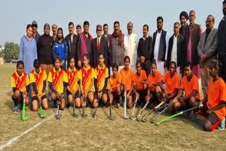 women's hockey match held on kunwar digvijay singh babu's birthday in barabanki uttar pradesh