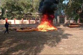 fire in gas pipeline in Rohtas