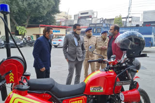 Motor bike fire engine demonstration in dehradun