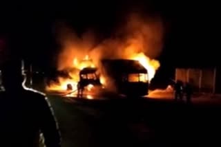 two burnt alive as Tractor and container collides