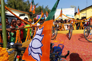 bicycle rally of himanta biswa sarma tezpur assam etv bharat news