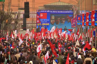 thousands rally in support of Nepal’s embattled PM  KP Oli supporters rally in Nepal  nepal protests  Oli supporters stage rally in Nepal  KP Sharma Oli supporters  in support of Nepal PM  Nepal embattled PM  നേപ്പാള്‍ പ്രധാനമന്ത്രി  ശര്‍മ ഒലി  നേപ്പാൾ കമ്മ്യൂണിസ്റ്റ് പാർട്ടി