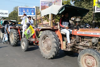 Tractor rally of farmers in Jodhpur, जोधपुर में किसानों की ट्रैक्टर रैली