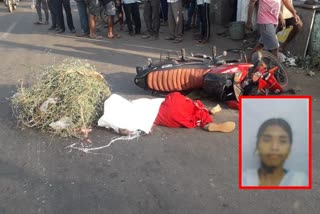 a women died in a road accident at kothur narasinga rao peta